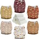 Mama Koala 3.0 Pocket Cloth Diapers for Babies with AWJ Lining, 6 Pack with 6 4-Layer Natural Cloth Diaper Inserts - Reusable and Washable Pocket Diapers(Lucky Colors)