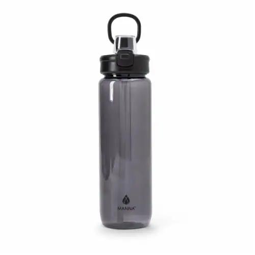 Manna™ Push™ Lightweight Plastic Water Bottle - Black, 20 oz