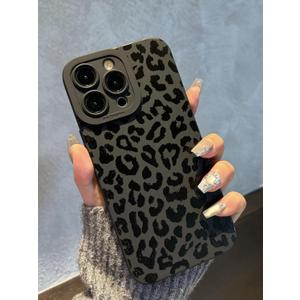 for iPhone 15 Pro Max Case 6.7 Inch 2023, Aesthetic Leopard Cheetah Print Phone Case for Women Girls Men, Silicone Protective Phone Cover for iPhone 15 Pro Max, Black Leopard