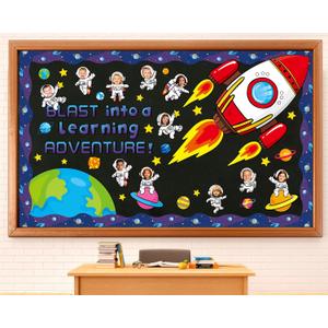 Outer Space Astronaut Bulletin Board Decorations Space Theme Classroom Decor Back to School Galaxy Borders Blast into a Learning Adventure Rocket Solar System Planet Paper Cutouts Kids