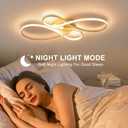 66W Dimmable Modern LED Ceiling Light Fixtures 3000K-6000K Black Flush Mount Ceiling Lights with Remote Dimmable Ceiling Lamp for Bedroom, Dining Room, Kitchen (Gold), 31.5inches