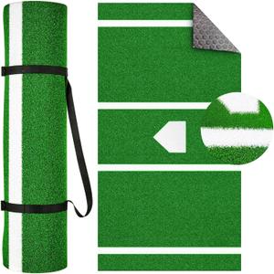 Thickened Upgraded Version Baseball Hitting Mat Exercise Mat Softball Training Pad Batting Cage Turf Batters Box Turf Mats with Home Plate Anti-Slip Baseball Softball Cage Mat, Green12' x 5'