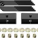Richeer 2'' Rear Leveling Lift Block Kit Compatible with 1999-2024 Silverado 1500 2WD/4WD,1999-2024 Sierra 1500 2WD/4WD, 2 inch Black Leveling Lift Block Extended Square U-Bolts
