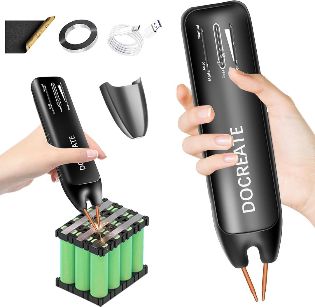 Battery Spot Welder, Portable Handheld Battery Spot Welder for Lithium Batteries, 18650 Battery, 0.1-0.25mm Nickel Strips, Welding Nickel Sheets, Iron, 11 Gear Adjustable and Auto Manual Modes