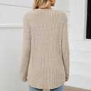 Lafural Womens Long Sleeve Tops Tunic Fall Shirts Women Sweaters Crew Neck Button (Small, Apricot)