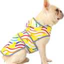 Dog Raincoat for Medium Dogs Waterproof Hooded Rain Jacket with Reflective Strips Leash Hole & Poncho Adjustable Fit (Rainbow,M)
