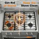 2PCS Stove Top Protector Covers for Gas Range, Gas Stove Burner Liners Compatible with Samsung LG GE Whirlpool Kenmore Gas Range, 0.3MM Thickness, with Cleaning Brushes (23.6x16.3inch)