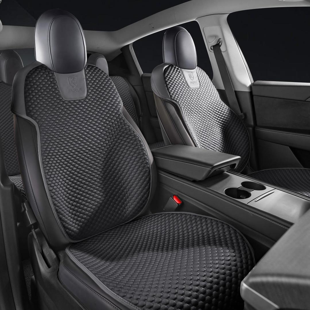 Ice Silk Car Seat Cover for Tesla Model Y 2020–2024 (5-Seat), Breathable Cooling Seat Cushion, Non-Slip Full Set, Washable Summer Seat Protector, Black