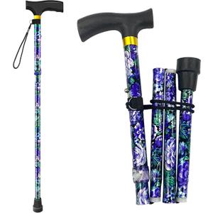 SPRING SEAON Folding Cane for Men and Women Lightweight, Adjustable Walking Stick with Comfortable Handle  Compact and Portable Collapsible Walking Cane for Travel and Daily Use (Purple Floral)