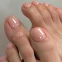 GLAMERMAID Press on Toenails, Airy Nude Gel Glue on Toe Nails, Glossy Toe Nails Reusable UV Finish Fake Nails Acrylic False Nails Manicure Kits for Women
