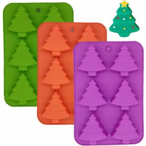 3 Pack Christmas Tree Silicone Molds,6 Cavity Candy Baking Trays for Holiday Cakes,Candies,Gummy,Chocolates,Jelly,Soap,Ice Cube,Cookies 