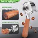 51mm 3 Ear Portafilter for DeLonghi EC680/EC685 - Stainless Steel Dual Spout Handle with Precision Basket,Siam Rosewood Grip