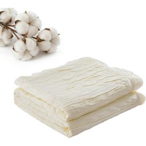 100% Cotton Muslin Blanket with Ruffled Edges Soft Pleated Crinkle Bedspread for Twin & Queen Size Bed Quilt Breathable Lightweight Stylish Cotton Throw Decorative Home Gift