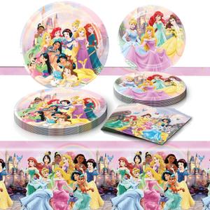 Princess Birthday Party Supplies, 20 Plates, 20 Napkins and 1 Tablecover for Girls Party Supplies, Princess Theme Party Decorations