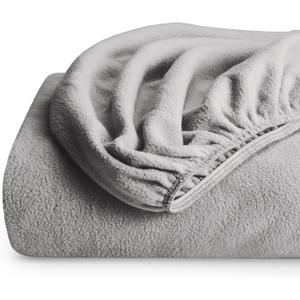 Bare Home Super Soft Fleece Fitted Sheet - Twin Size - Extra Plush Polar Fleece, No-Pilling - Deep Pocket - All Season Cozy Warmth (Twin, Light Grey)