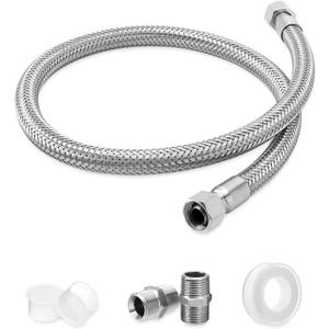 1/2" x 40" Air Compressor Jumper Hose Kit - 1/2" Male NPT to 1/2" Male NPT Swivel Ends - 450 PSI, 750F Stainless Steel Braided - Industrial Grade