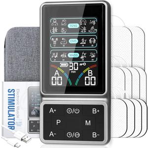 TENS Unit Muscle Stimulator with HD Color Screen, 3-in-1 TENS EMS Machine for Pain Relief & Muscle Recovery, 24 Modes Pulse Massager for Sciatica, Back, Hip, Neck, Shoulder and Elbow Pain