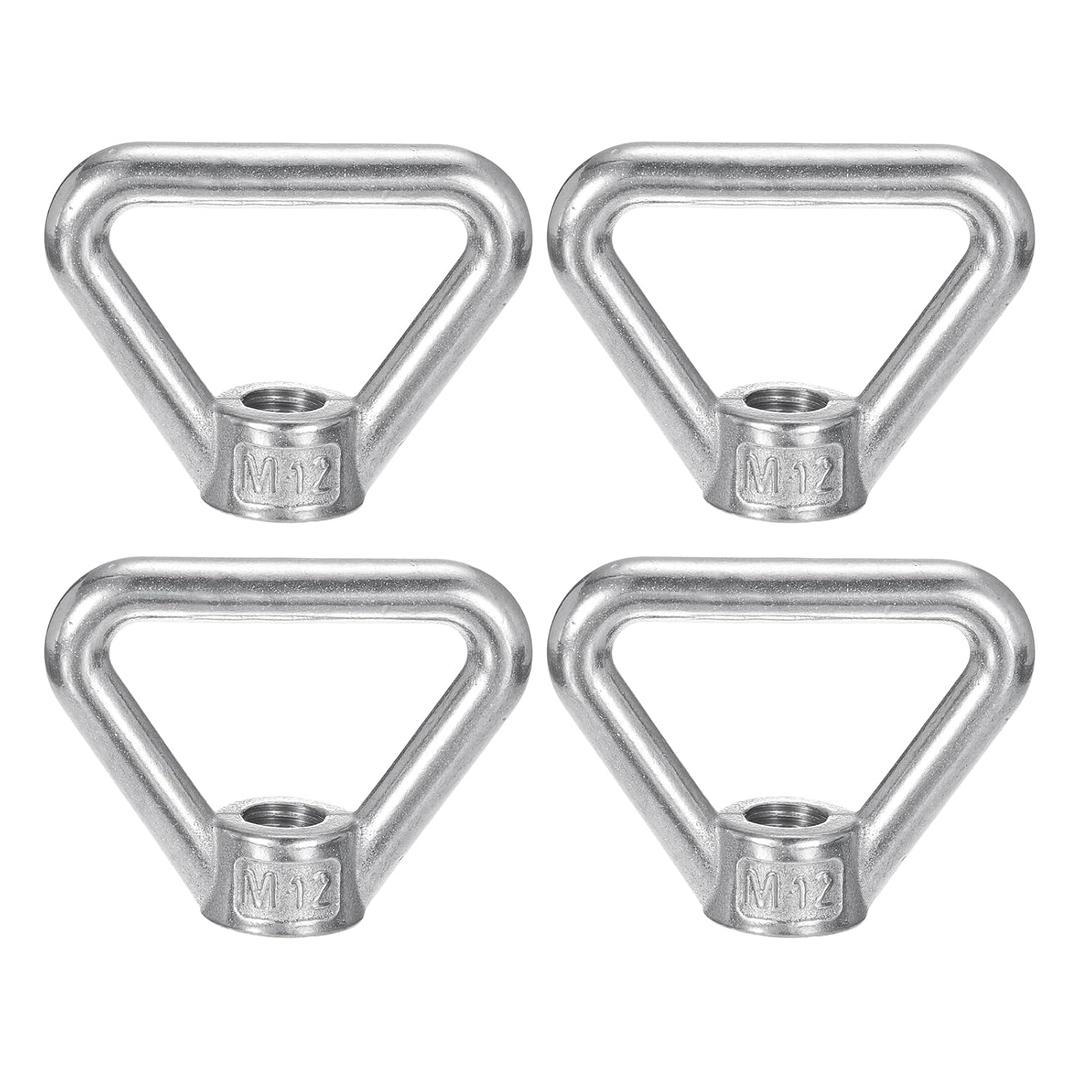 uxcell M12-1.75x64x50mm Lifting Eye Nuts, 4 Pcs 304 Stainless Steel Triangle Shape Threaded Nut Fastener for Home Repairs Rope Fitting