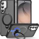 for Samsung Galaxy S26 Case with Magnetic Stand, Black | Crystal Clear Case,Rigorous Drop Protection, Great Grip Feeling, Slim Shockproof Phone Cover