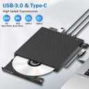 External CD/DVD Drive for Laptop, DVD Player for Laptop, 8 in 1 USB 3.0 Ultra-Slim Portable, CD Burner External Disk Drive Optical Compatible with Desktop Mac,Windows 11/10/8/7 Linux