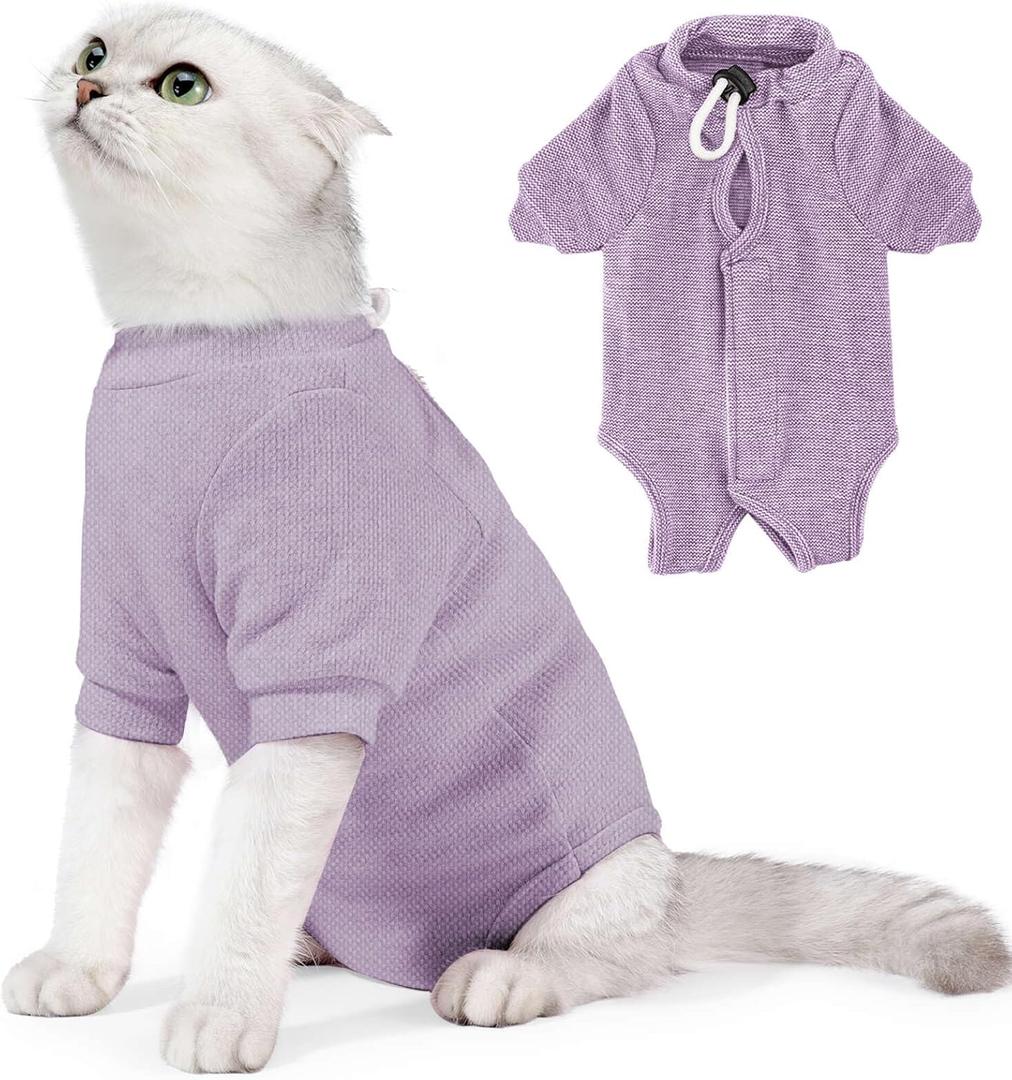 Cat Recovery Suit for Female, Breathable Cat Onesie for Cats After Surgery Cat Surgery Suit for Spay Abdominal Wounds Anti Licking, Surgical Recovery Suit Bodysuits with Long Sleeves for Cats Kitten (Medium)
