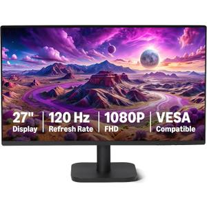 Amazon Basics 27-inch Computer Monitor, 120 Hz, 1080P, IPS, HDMI, DisplayPort, VESA Compatible for Office, Home