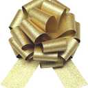 9 Inch Large Gold Pull Bow,5pcs Large Gift Bow, Wreath Decor, Anniversary, Gift Baskets, Christmas, Spring & Summer Events, Party Decorations (Glitter Gold)