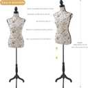 Manikin 49.6”-63.4”Height Adjustable Female Dress Model Display Torso Body Wooden Tripod Stand Clothing Forms High Density Foam Portable Display Mannequin (Print), Black