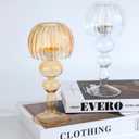 Desk Lamp Shaped Glass Candle Holders - Glass Hurricane Candleholders Crystal Decorative Candle Stand for Table Wedding Dinning Centerpieces Party Supplies Decor Amber