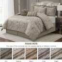 Taupe 7 Piece Comforter Set, King, Elegant Floral Jacquard, Ultra Soft Bed Set for All Seasons, Bed in a Bag, Include Comforter, Bed Skirt, Pillow Shams & Decor Pillows