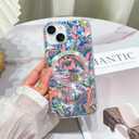 AIGOMARA Magnetic for iPhone 15 Case, Compatible with Magsafe Glitter Sparkly Watercolor Marble Translucent Bumper Protective Phone Case with Screen Protector for Women Girls, Pink/Blue