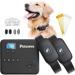 Wireless Dog Training Collar 2-in-1 | 500 ft Adjustable Boundary | Beep/Vibrate/Static 19 Levels | IPX7 Waterproof Receiver | Rechargeable | 10 Flags for Medium & Large Dogs | 1577 lb Wireless Dog Training Collar 2-in-1 | 500 ft Adjustable Boundary | Beep/Vibrate/Static 19 Levels | IPX7 Waterproof Receiver | Rechargeable | 10 Flags for Medium & Large Dogs | 1577 lb