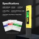 VIVOSUN Digital pH Meter, 0.01pH High Accuracy Pen Type pH Tester for Hydroponics, Household Drinking, Pool and Aquarium, Yellow, UL Certified