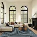 Latte&Fog 8x10 Area Rugs for Living Room, Large Modern Abstract Washable Rug, Boho Non Slip Low Pile Carpet for Indoor Bedroom Dining Room, Office, Dorm, Classroom, Farmhouse and Kids Room - Prussian Blue