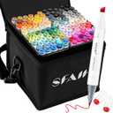 SFAIH Alcohol Markers Fine & Chisel - 121 Colors Dual Tip Coloring Markers for Adult Coloring Sketch Illustration -Leather Storage Box, No-Bleed Sheet, Seamless Blending, Greeting Card - Refillable