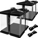 2PCS Clear Transparent Gift Cake Box, 12 x 12.3 x 10 inch Display Case with Base, Lid & Ribbon for Wedding, Birthday, Christmas, Thanksgiving, Halloween Party