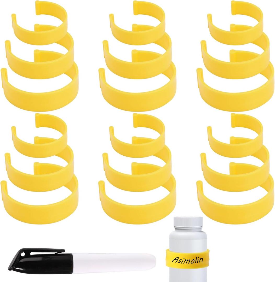 3 x 18pcs Clips for Pill Bottles, 3 Sizes Reusable Medicine Bottle Label Clips with Marker Pill Bottle Label Clips Medicine Bottle Clips Pill Organizer for Easy Medication Identification