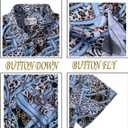 fohemr Mens Luxury Outfit Set Black Gold Shirts And Shorts 2 Piece Tracksuit Set Baroque Button Down Chain Print Suit with Bucket Hats Blue XX-Large (XXL)