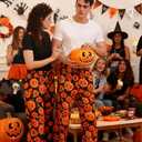 Male Halloween Sleep Loungewear Orange Scary Pumpkin Pyjama for Themed Party Black Colorful PJ's Pants Carnival Rave L