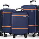 AnyZip Luggage Sets 3 Piece ABS+PC Hardside Lightweight Suitcase with Spinner Wheels TSA Lock Carry on 20 24 28 Inch Dark Blue (3-piece Set)