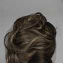 Ombre Brown Wigs with Bangs,Brown Highlight Long Wavy Wig for Women,Long Curly Wigs Synthetic Hair Wig for Party Cosplay Daily Use 24IN