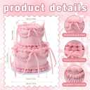 Novabright 2 Tiers 4'' 6'' Pink Bow Fake Cake Coquettish Fake Birthday Cake Decor Artificial Wedding Dessert Props Artificial Round Dessert for Display Photography Props Women Birthday Wedding Gift