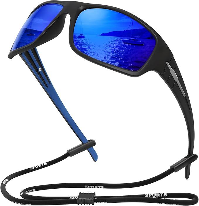 XVXV Polarized Sports Sunglasses for Men, Wrap Around Sun Glasses UV Protection for Cycling Fishing Driving
