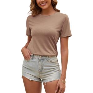 Womens T Shirts Short Sleeve Crew Neck Shirts Basic Tee Tops Blouse Summer Casual Tee Tops S-XXL (L)