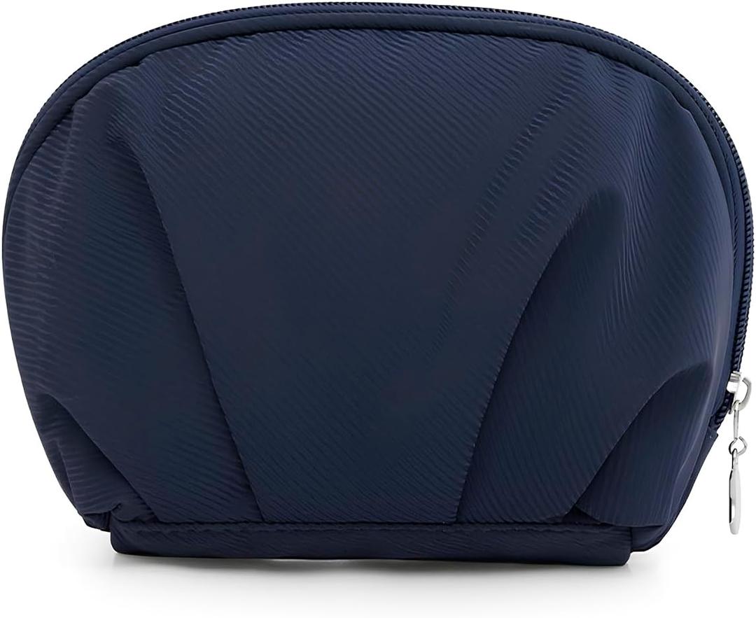 E-Tree Makeup Bag Travel Toiletry Bag Half Moon Small Make up Pouch Cosmetic Case Organizer Cute Waterproof for Girls Women Travel Essentials Toiletries Accessories (Navy Blue)