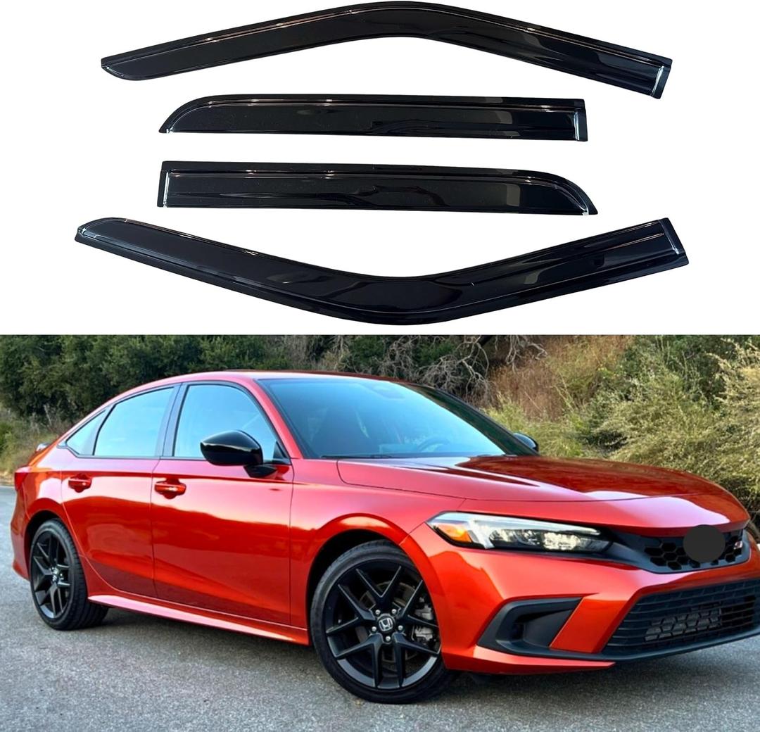 IG Window Visors Fit for 2022-2026 Honda Civic, Out-Channel Rain Guards Vent Wind Deflectors 4PC, Car Accessories for 22-26 Civic