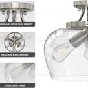 VONLUCE Semi Flush Mount Ceiling Light, 13.8" Ceiling Light Fixture with Clear Glass Shade, E26 Base, 3-Bulb Industrial Lighting Fixture for Hallway Entryway Bedroom, Brushed Nickel, ETL Certificated