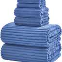 6-Piece Bath Towel Set(30"x60"), 2 Large Bath Towel Sheets, 2 Hand Towels and 2 Washcloths - Highly Absorbent Quick Dry Microfiber,Ultra Soft Towel Set for Bathroom (Blue)