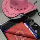 4 Set Cowboy Hats Party Costume Faux Suede Hats and Bandana Western Cowgirl Accessory for Men Women Halloween