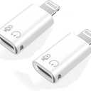 [Apple MFi Certified] 2 Pack Lightning Male to USB C Female Headphones Adapter,Lightning Headphones to Type C Aux Audio Adopter Connector Dongle for iPhone 14/13/12/11/8/7/Plus/Pro Max/6 NO Call (offwhite)